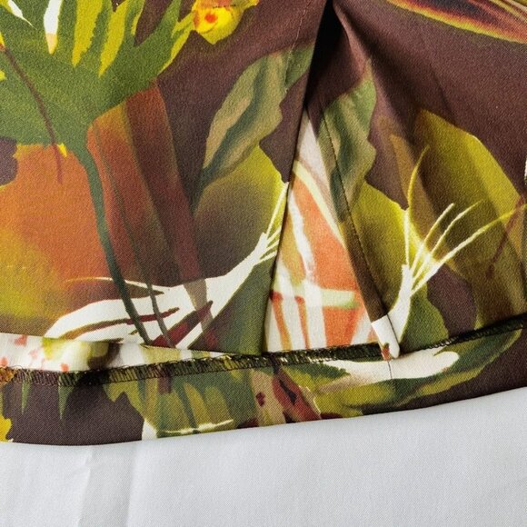 Connected Woman Beaded Neckline Dress Size 20W Tropical Print Brown, Green, Red - Picture 9 of 11